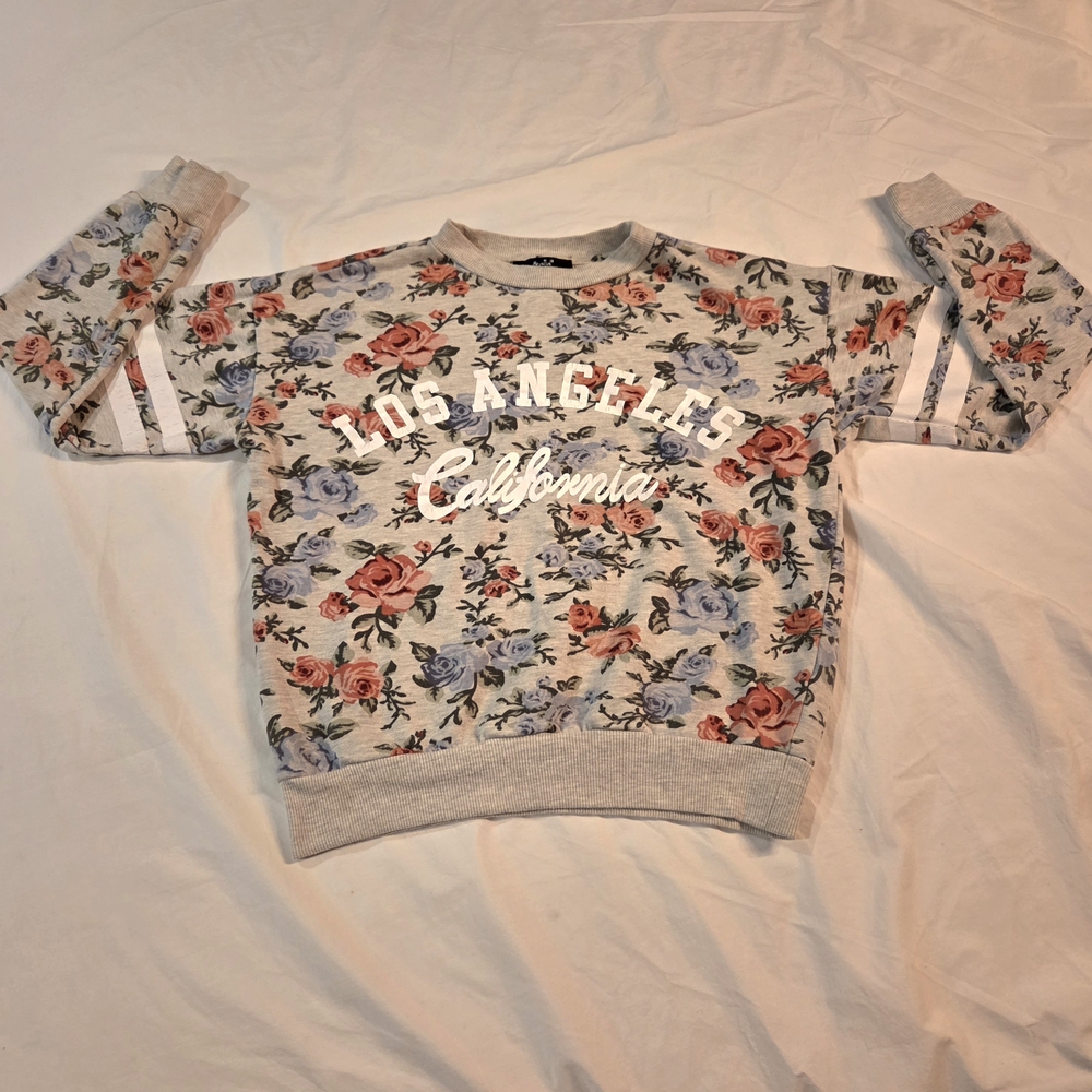 Women's Papaya Black Label Floral Los Angeles Crewneck Sweatshirt, Size S